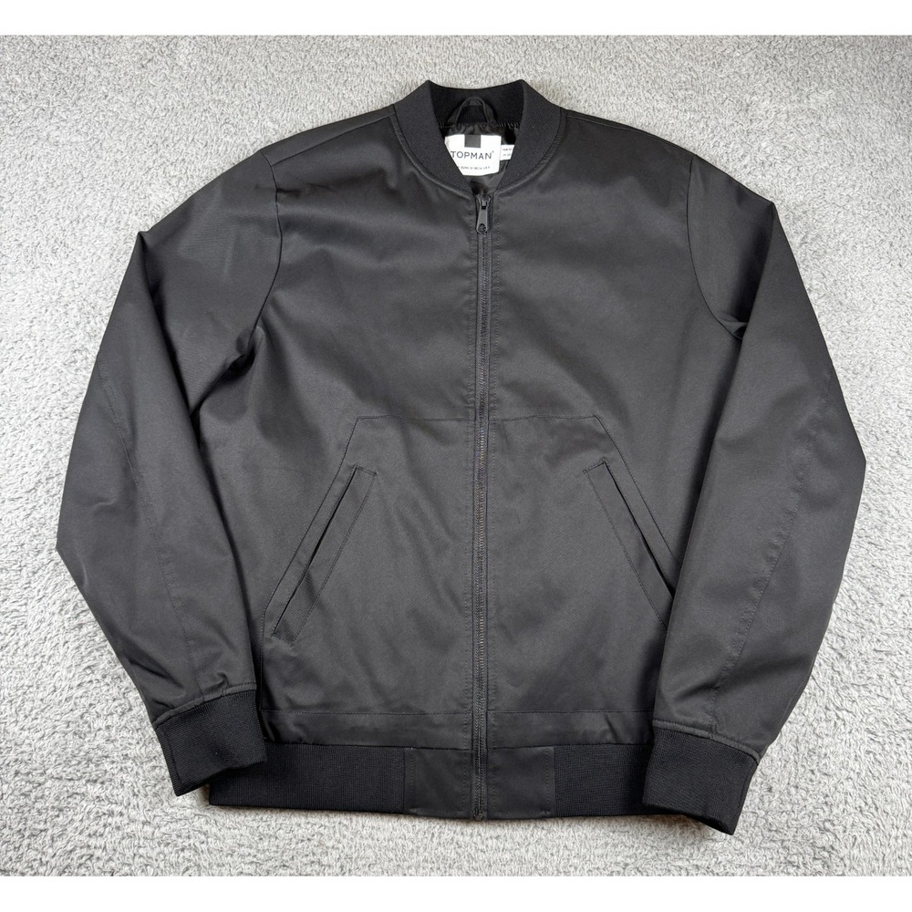 Topman Mens Size Small Black Bomber Jacket Preppy Office
